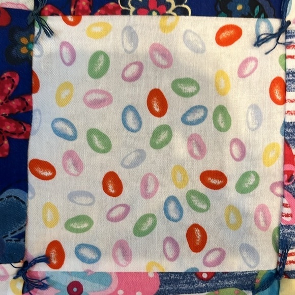 Handmade Prayer Quilt Made by Nuns Floral Easter Prints 33” x 33” Lap Blanket - Picture 8 of 9